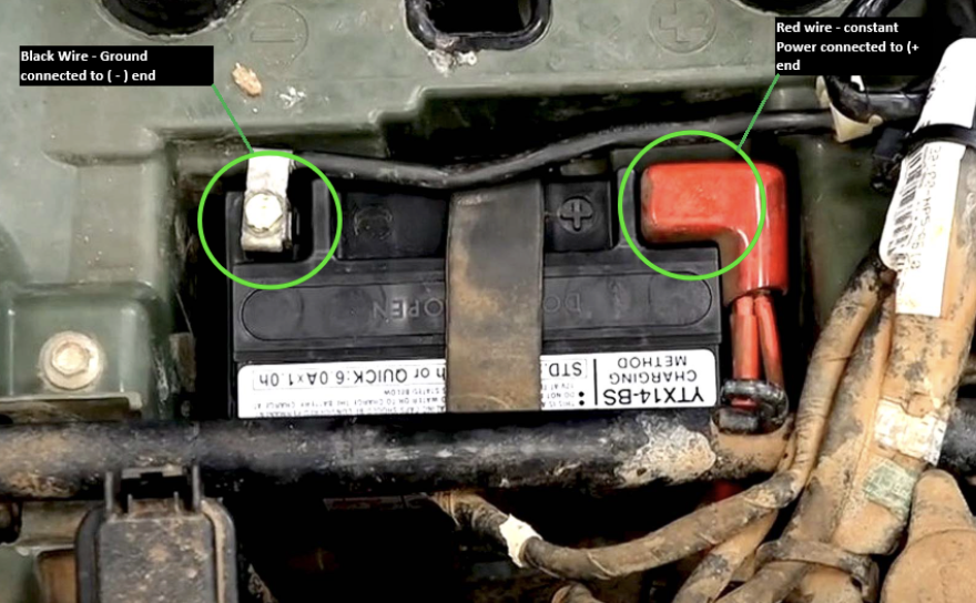 Ring terminal connected to the ATV battery negative terminal