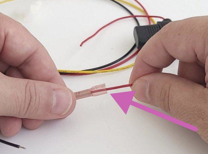 Open end pressed into fuse holder, then heat-shrunk