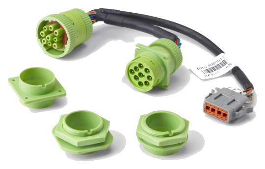 J1939 harness — green Deutsch connectors with adapter rings
